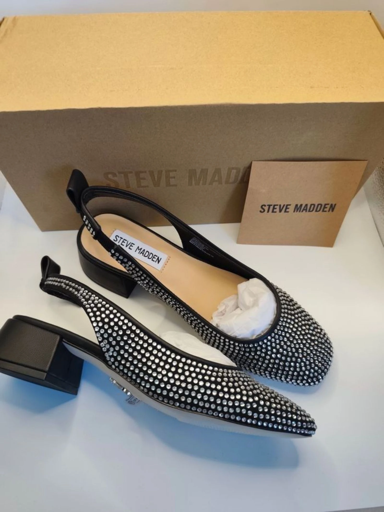 Steve Madden Escarpins Slingback Strass Noirs Neufs – Élégance & Glamour , pointure 37
